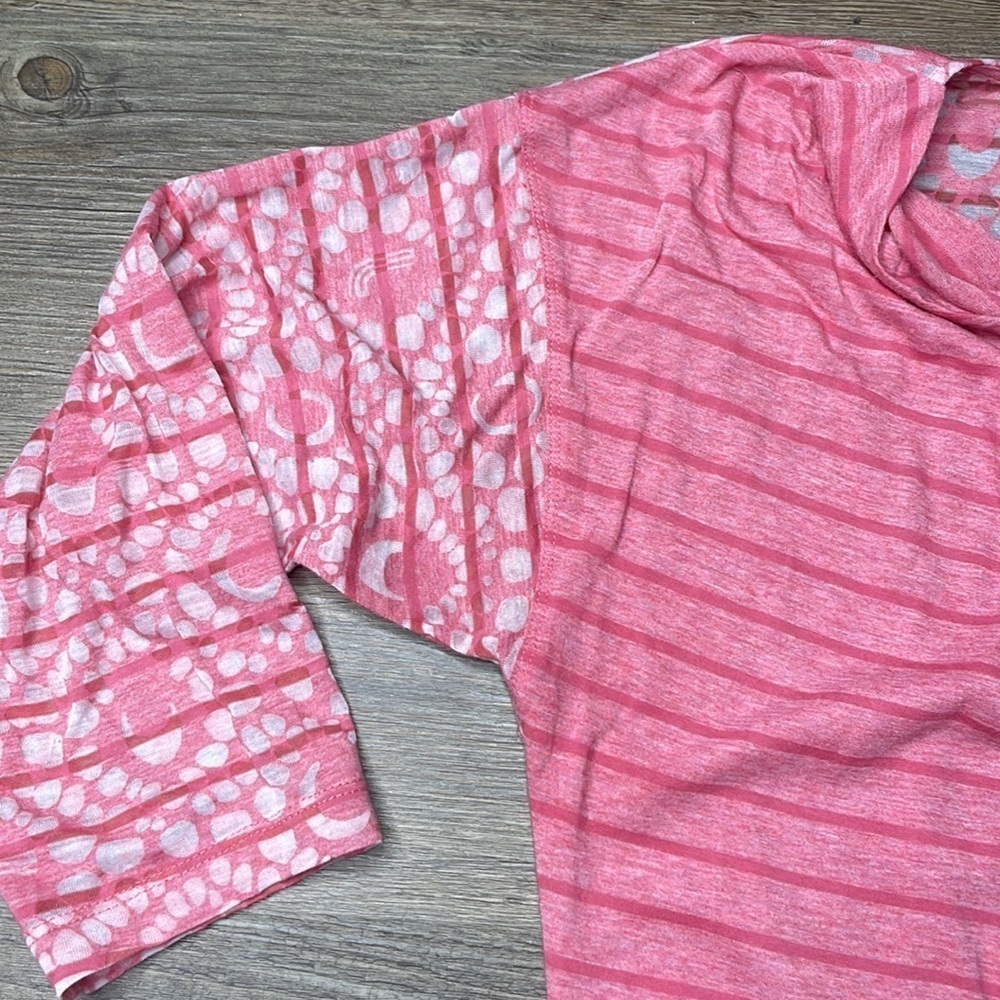 Lolë Women’s Pink Striped 3/4 Sleeve Long Tunic Top, Coverup, size small - Picture 3 of 11